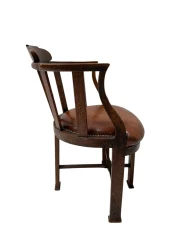 Art Deco Captain"s Chair or Armchair with Leather Seat, 1930s